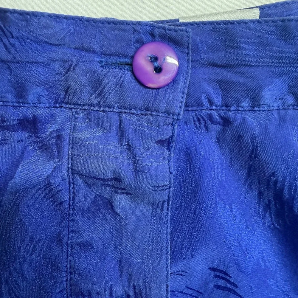Vintage Argenti Silk Skirt 8 Cobalt Blue Jacquard Pleated Button Front Midi